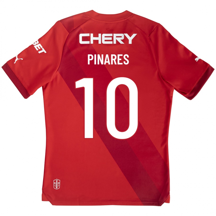 Férfi Cesar Pinares #10 Piros Idegenbeli Jersey 2023/24 Mez Póló Ing