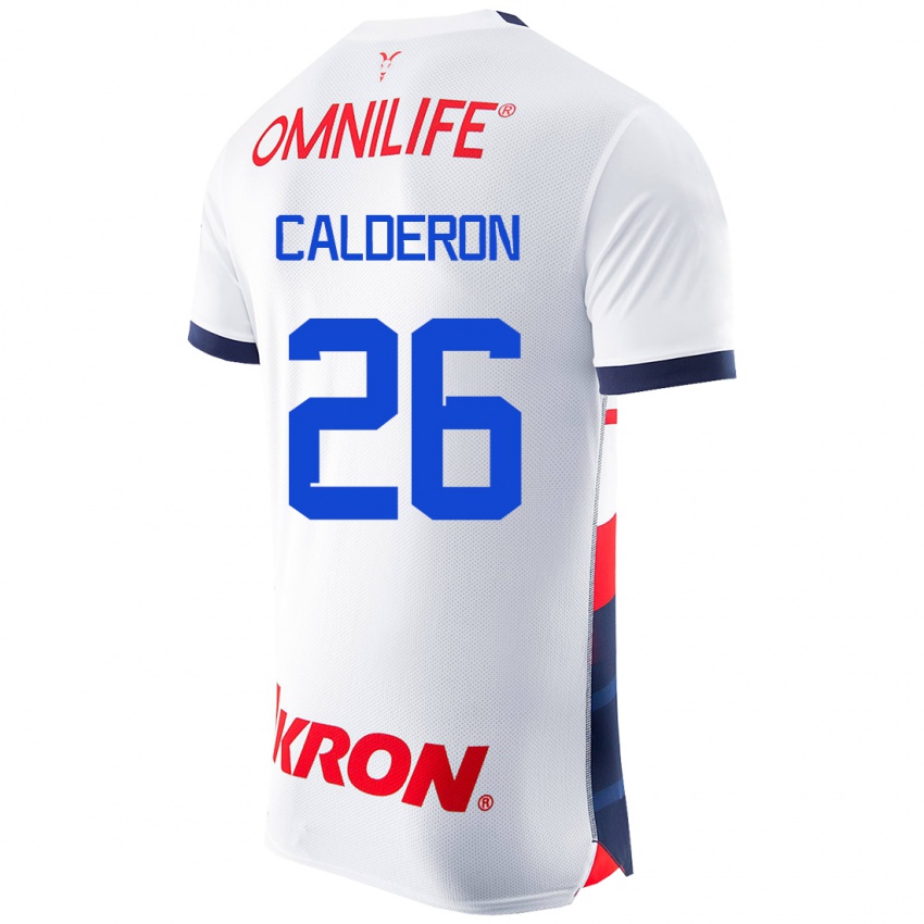 Férfi Cristian Calderón #26 Fehér Idegenbeli Jersey 2023/24 Mez Póló Ing
