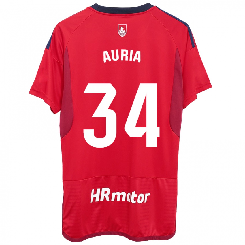 Női Miguel Auria #34 Piros Hazai Jersey 2023/24 Mez Póló Ing