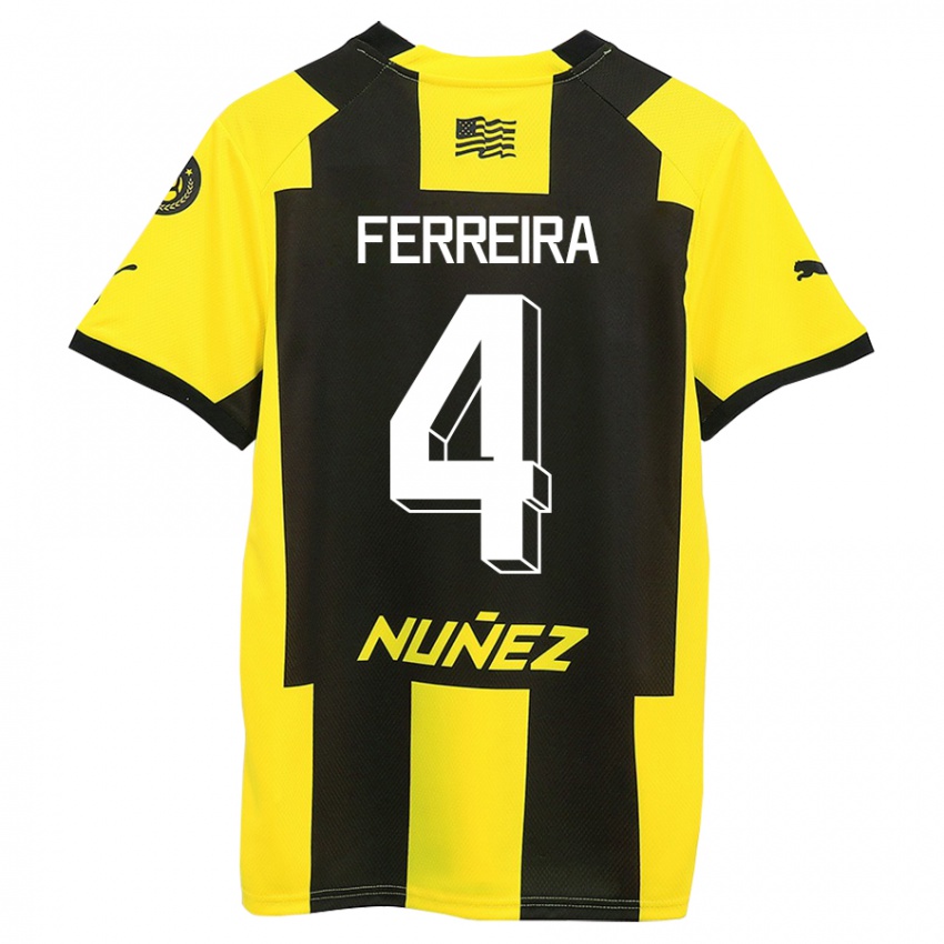 Női Joaquín Ferreira #4 Sárga Fekete Hazai Jersey 2023/24 Mez Póló Ing