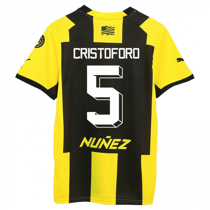 Női Sebastián Cristóforo #5 Sárga Fekete Hazai Jersey 2023/24 Mez Póló Ing