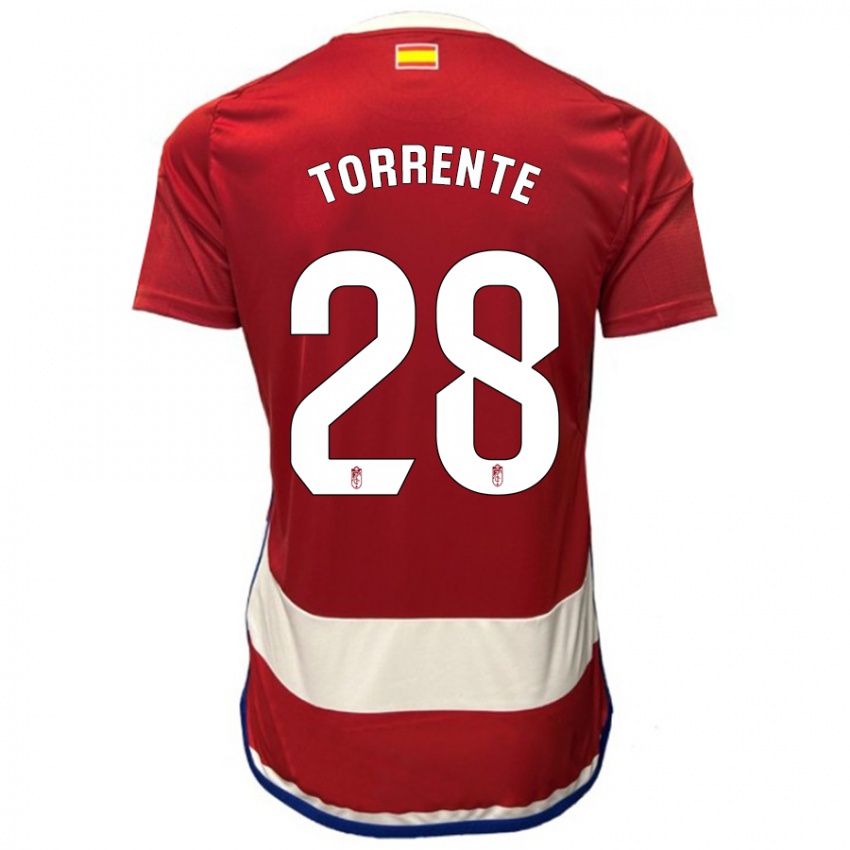 Női Raúl Torrente #28 Piros Hazai Jersey 2023/24 Mez Póló Ing