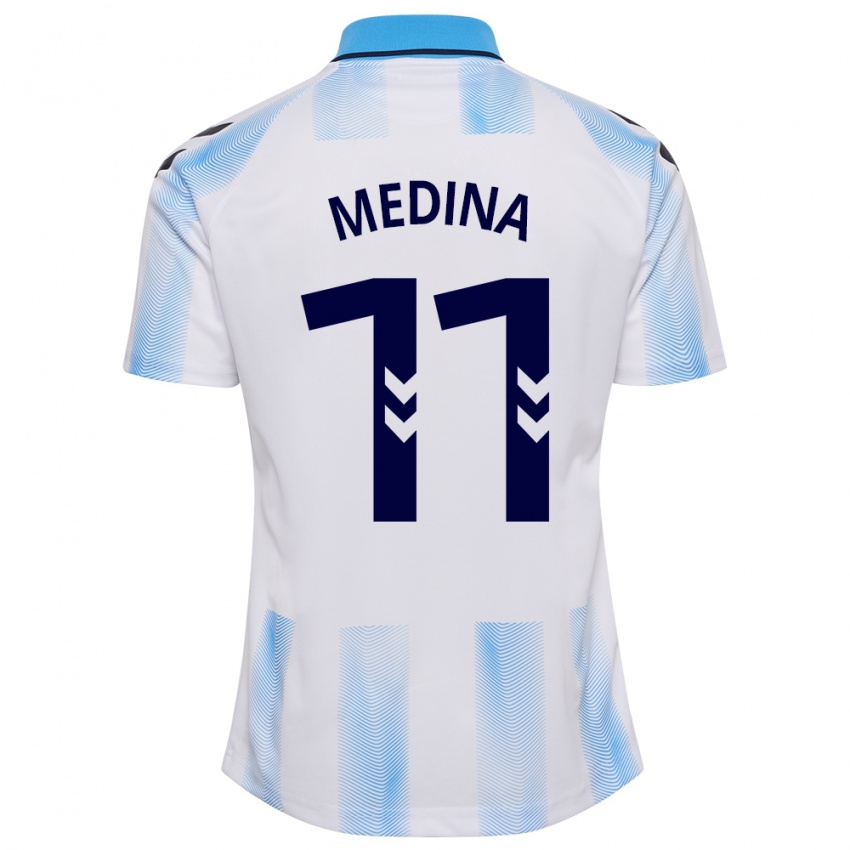 Női Kevin Medina #11 Fehér Kék Hazai Jersey 2023/24 Mez Póló Ing