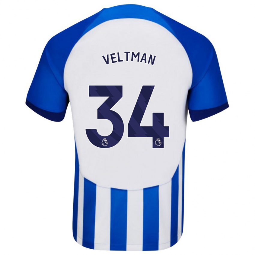 Női Joel Veltman #34 Kék Hazai Jersey 2023/24 Mez Póló Ing