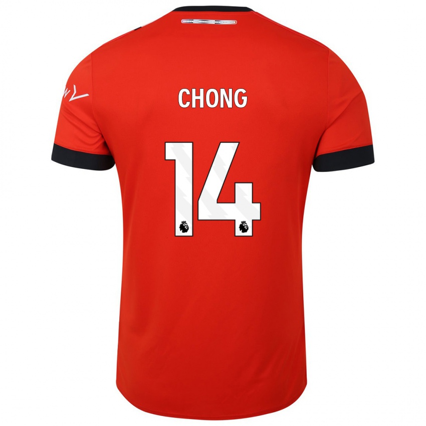 Női Tahith Chong #14 Piros Hazai Jersey 2023/24 Mez Póló Ing