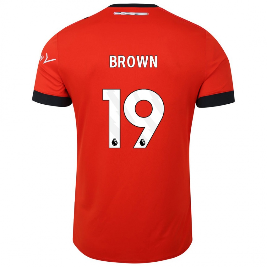 Női Jacob Brown #19 Piros Hazai Jersey 2023/24 Mez Póló Ing