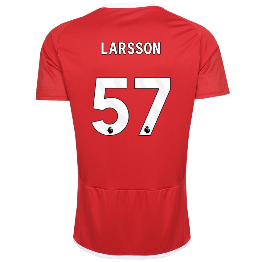 Női Julian Larsson #57 Piros Hazai Jersey 2023/24 Mez Póló Ing