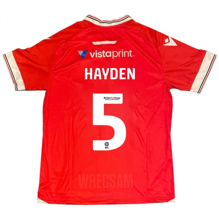 Női Aaron Hayden #5 Piros Hazai Jersey 2023/24 Mez Póló Ing