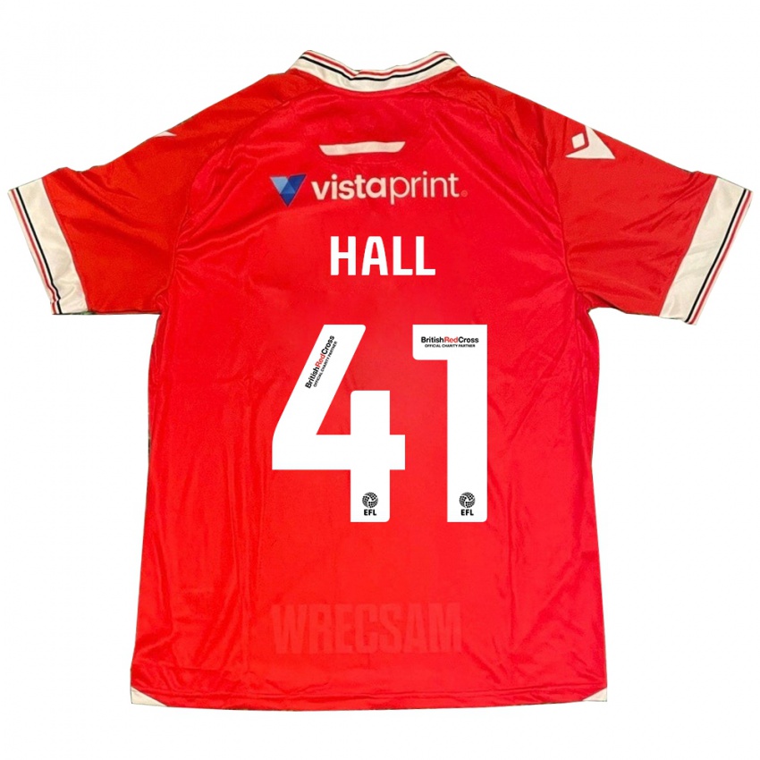 Női Liam Hall #41 Piros Hazai Jersey 2023/24 Mez Póló Ing