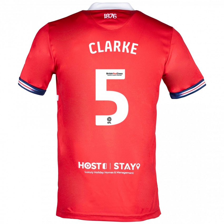 Női Matt Clarke #5 Piros Hazai Jersey 2023/24 Mez Póló Ing