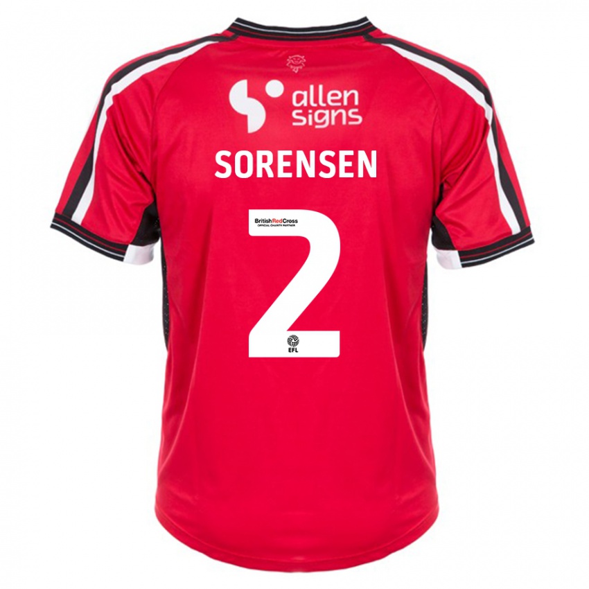 Női Lasse Sörensen #2 Piros Hazai Jersey 2023/24 Mez Póló Ing