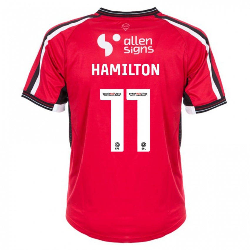 Női Ethan Hamilton #11 Piros Hazai Jersey 2023/24 Mez Póló Ing