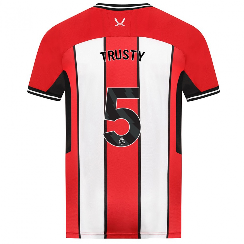 Női Auston Trusty #5 Piros Hazai Jersey 2023/24 Mez Póló Ing