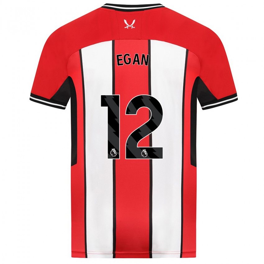 Női John Egan #12 Piros Hazai Jersey 2023/24 Mez Póló Ing