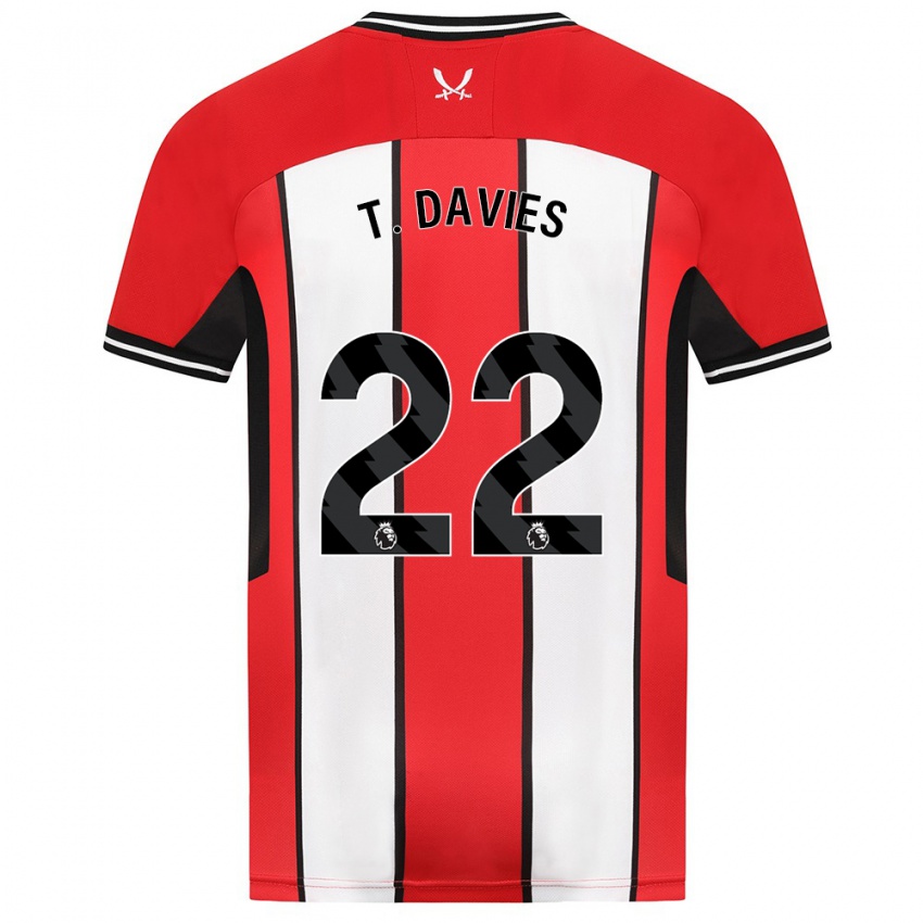 Női Tom Davies #22 Piros Hazai Jersey 2023/24 Mez Póló Ing