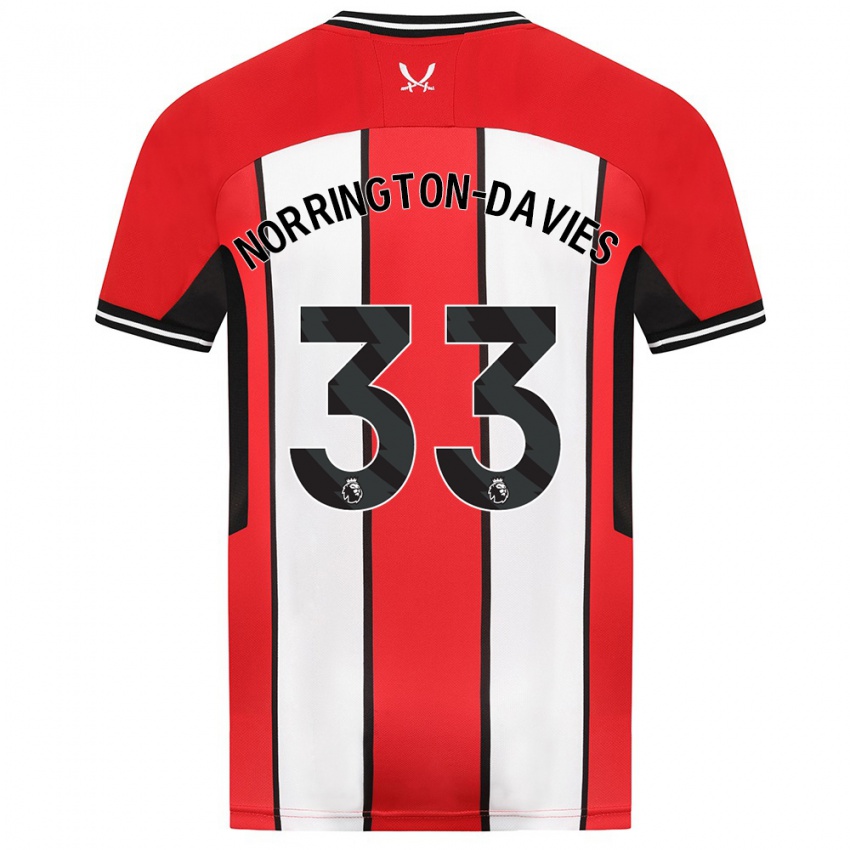 Női Rhys Norrington-Davies #33 Piros Hazai Jersey 2023/24 Mez Póló Ing