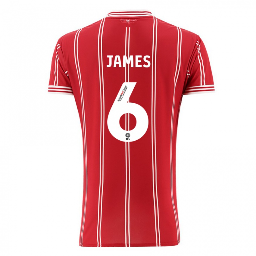 Női Matty James #6 Piros Hazai Jersey 2023/24 Mez Póló Ing