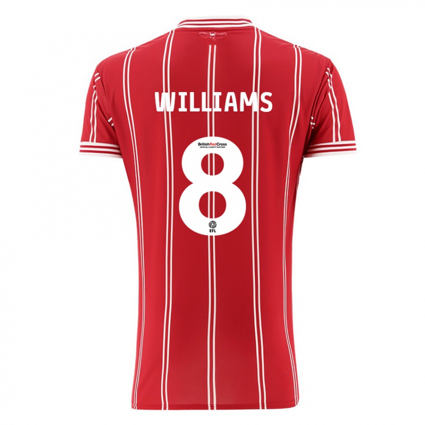 Női Joe Williams #8 Piros Hazai Jersey 2023/24 Mez Póló Ing