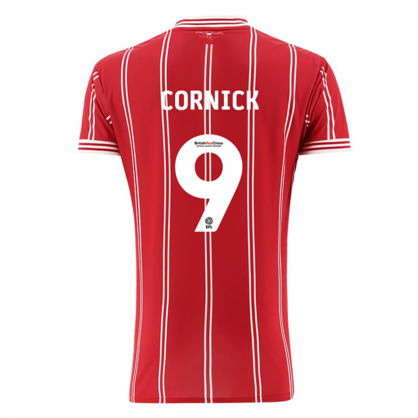 Női Harry Cornick #9 Piros Hazai Jersey 2023/24 Mez Póló Ing