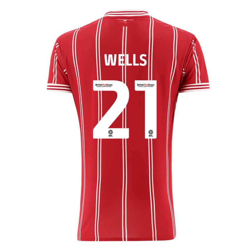 Női Nahki Wells #21 Piros Hazai Jersey 2023/24 Mez Póló Ing