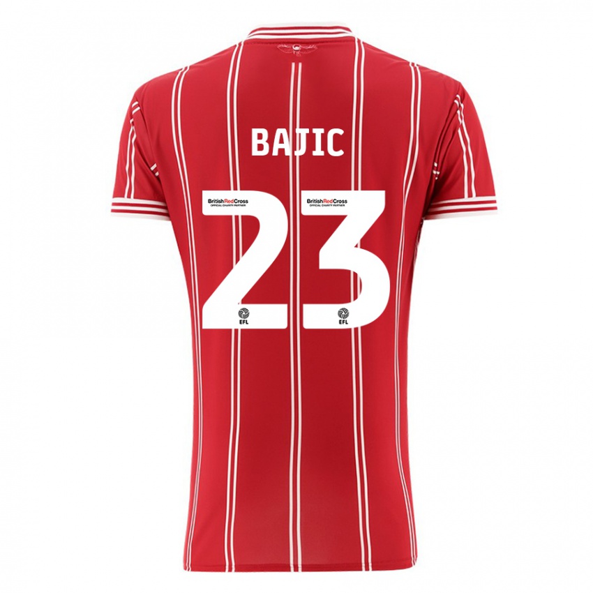 Női Stefan Bajic #23 Piros Hazai Jersey 2023/24 Mez Póló Ing