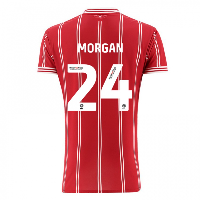 Női Ffion Morgan #24 Piros Hazai Jersey 2023/24 Mez Póló Ing