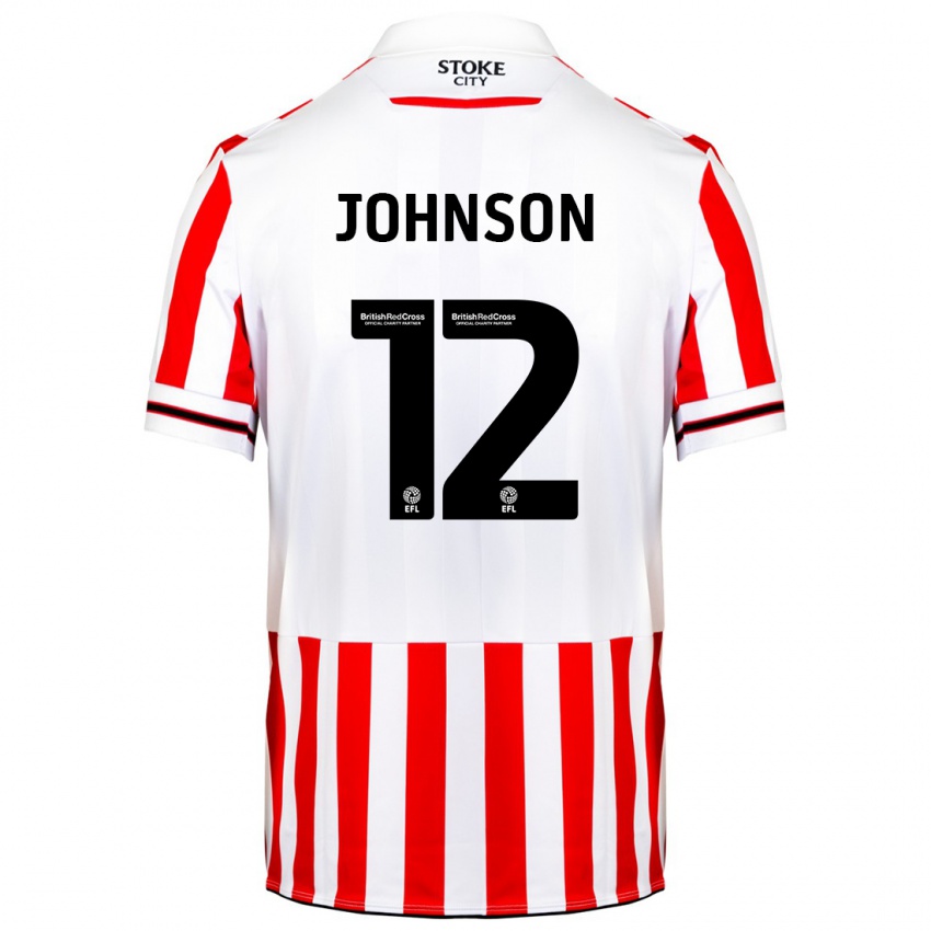 Női Daniel Johnson #12 Piros Fehér Hazai Jersey 2023/24 Mez Póló Ing