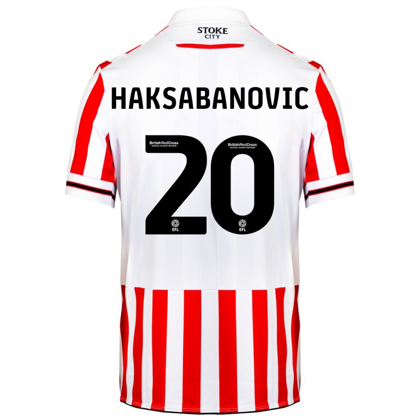 Női Sead Hakšabanović #20 Piros Fehér Hazai Jersey 2023/24 Mez Póló Ing