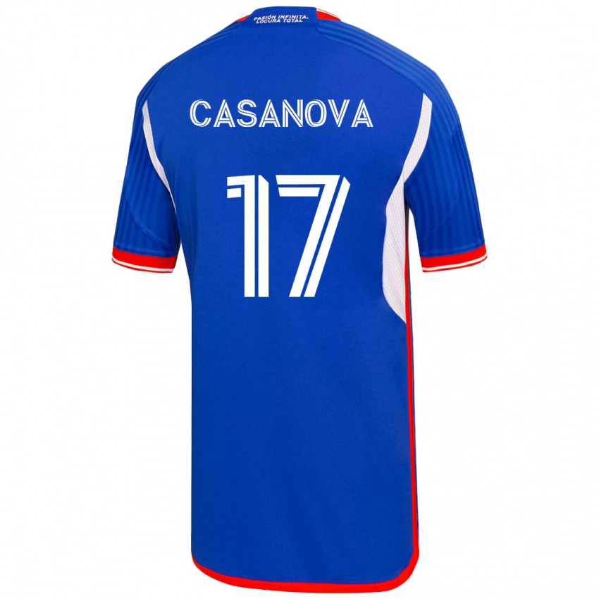 Női Luis Casanova #17 Kék Hazai Jersey 2023/24 Mez Póló Ing