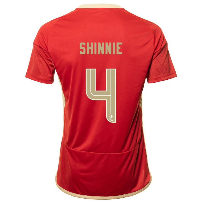 Női Graeme Shinnie #4 Piros Hazai Jersey 2023/24 Mez Póló Ing