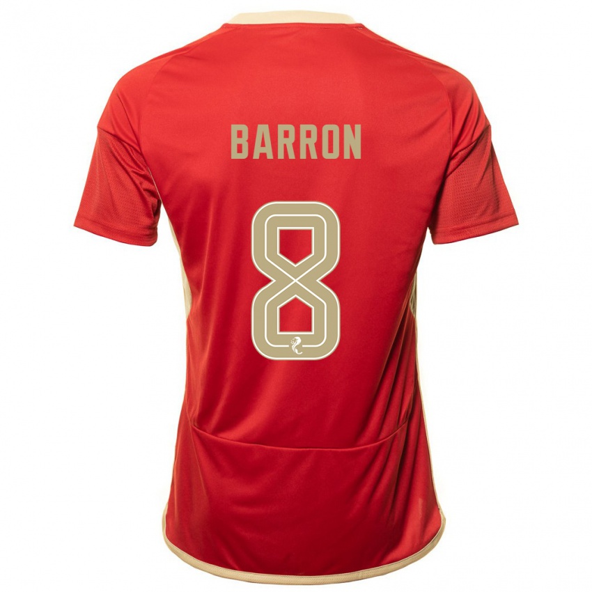 Női Connor Barron #8 Piros Hazai Jersey 2023/24 Mez Póló Ing