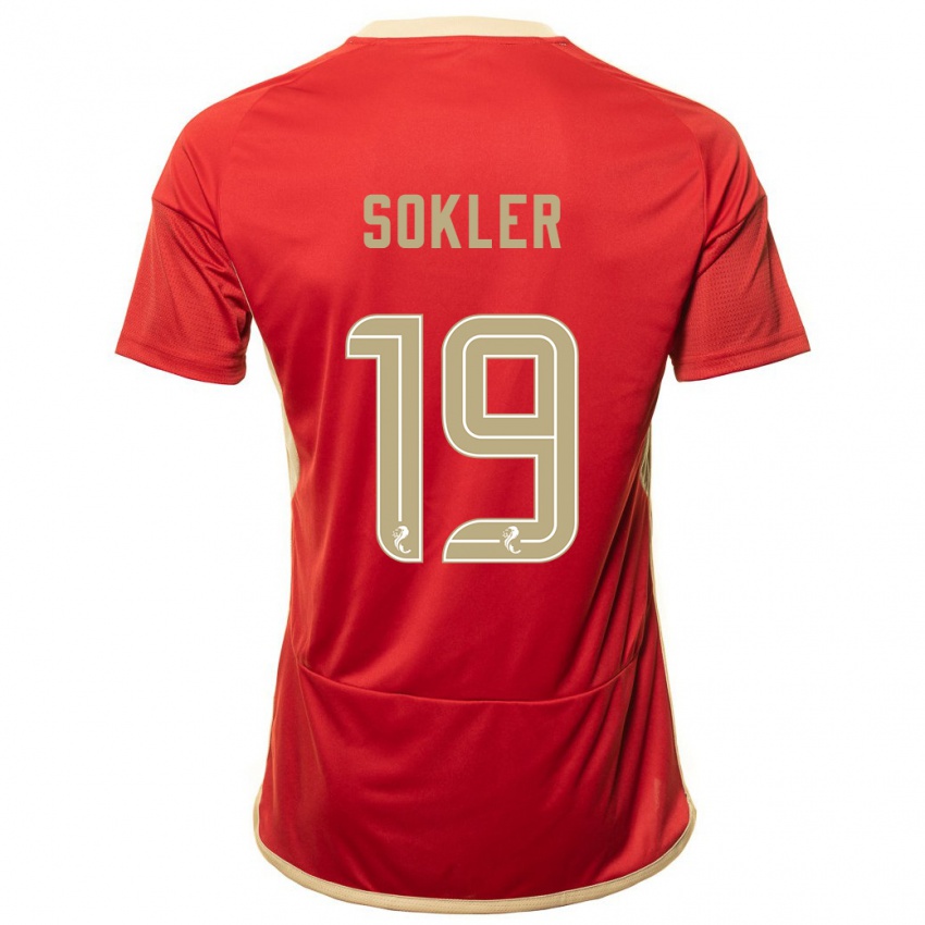 Női Ester Sokler #19 Piros Hazai Jersey 2023/24 Mez Póló Ing