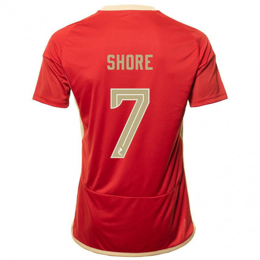 Női Eilidh Shore #7 Piros Hazai Jersey 2023/24 Mez Póló Ing