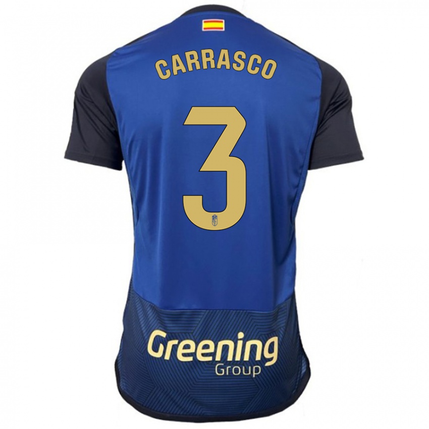 Női Marta Carrasco #3 Haditengerészet Idegenbeli Jersey 2023/24 Mez Póló Ing