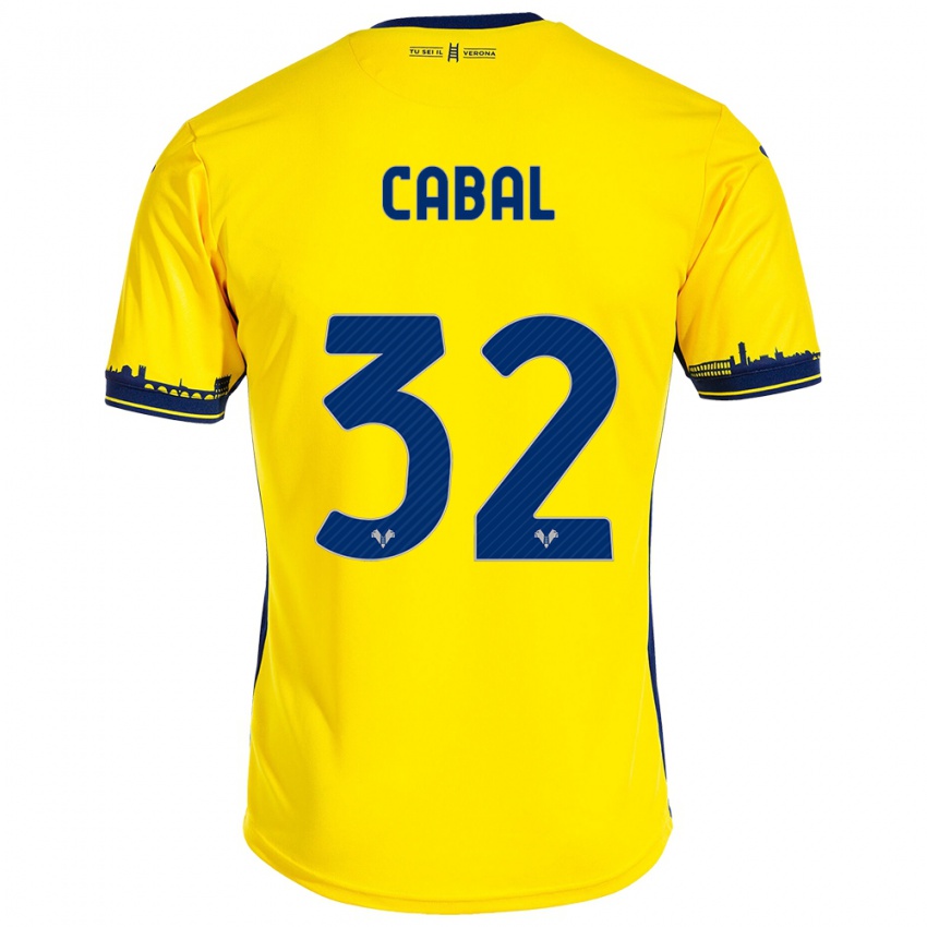 Női Juan Cabal #32 Sárga Idegenbeli Jersey 2023/24 Mez Póló Ing