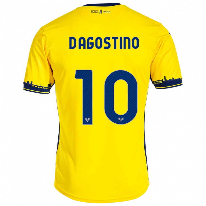 Női Samuele D'agostino #10 Sárga Idegenbeli Jersey 2023/24 Mez Póló Ing