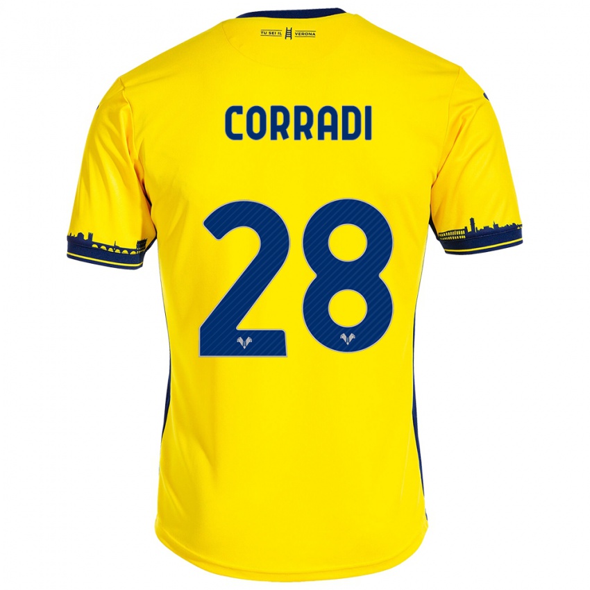 Női Christian Corradi #28 Sárga Idegenbeli Jersey 2023/24 Mez Póló Ing