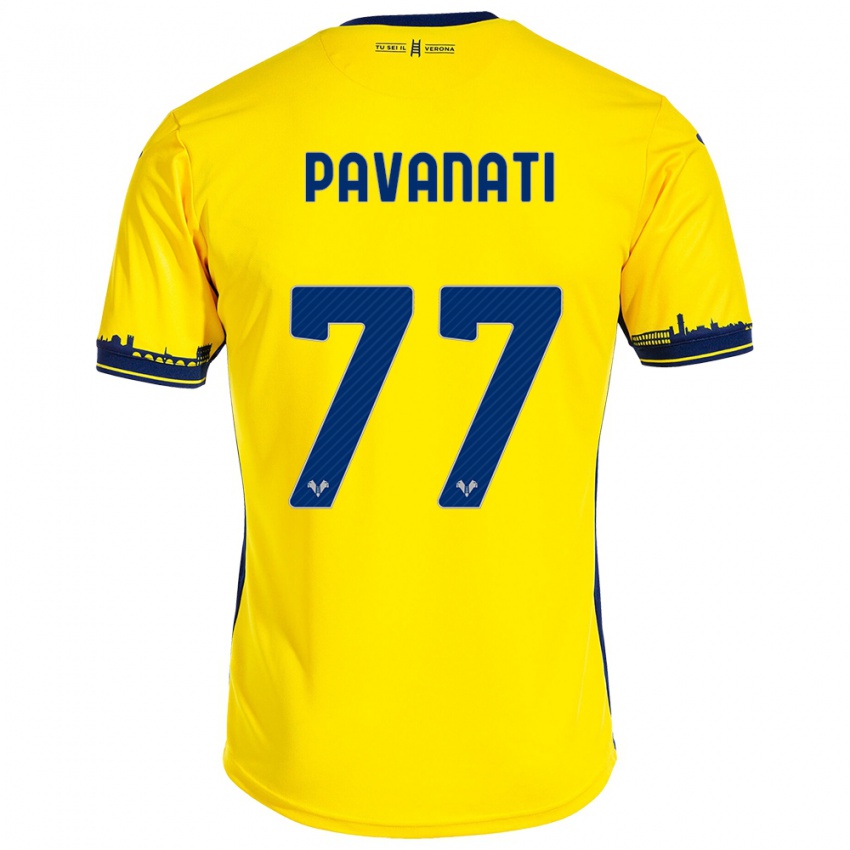 Női Alessandro Pavanati #77 Sárga Idegenbeli Jersey 2023/24 Mez Póló Ing