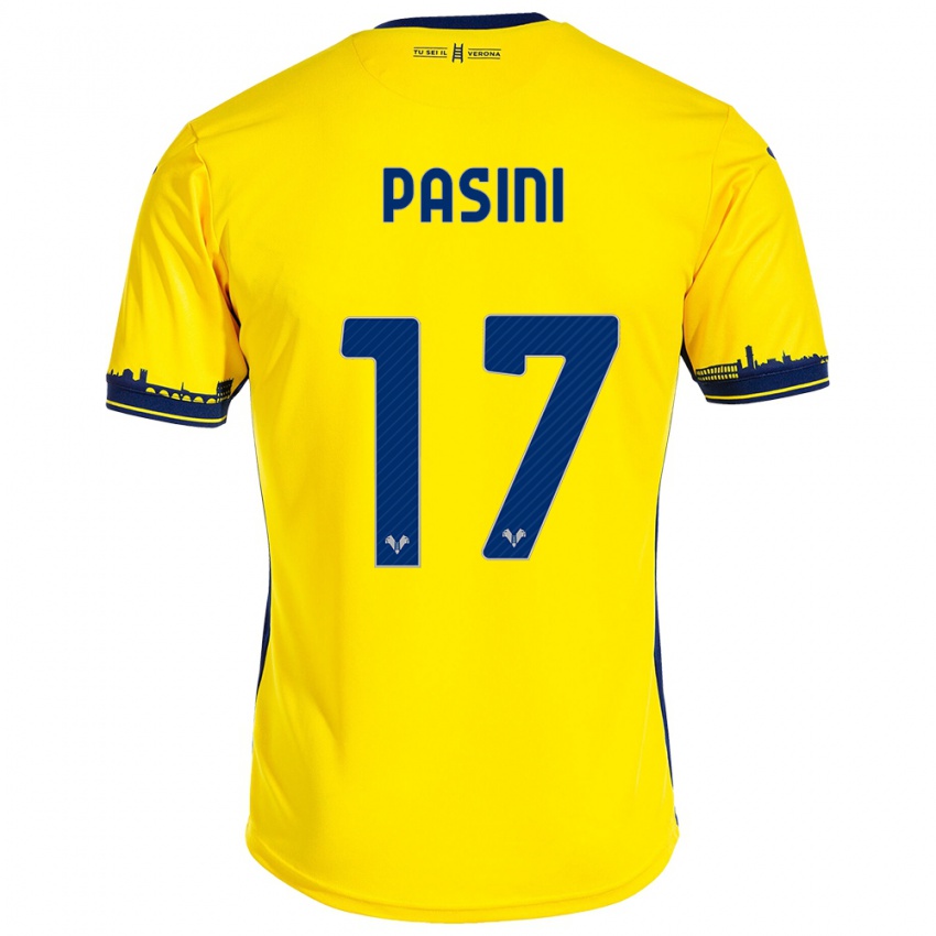 Női Veronica Pasini #17 Sárga Idegenbeli Jersey 2023/24 Mez Póló Ing