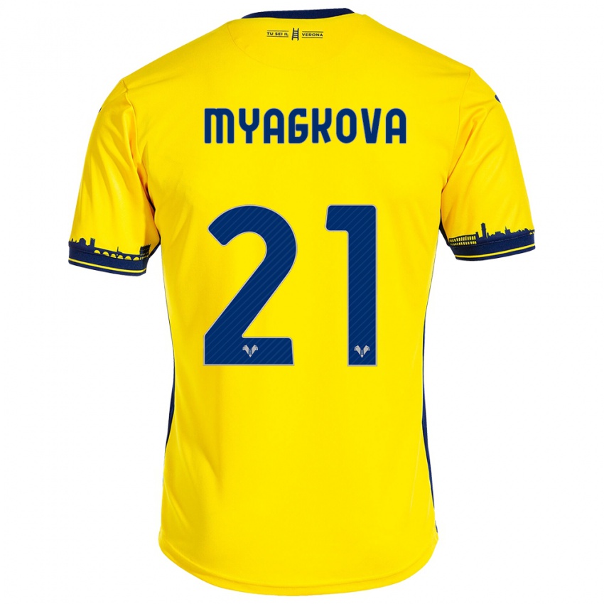 Női Alina Myagkova #21 Sárga Idegenbeli Jersey 2023/24 Mez Póló Ing