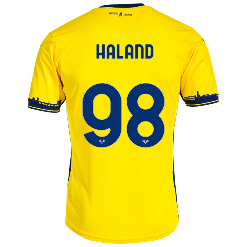 Női Benedicte Iversen Håland #98 Sárga Idegenbeli Jersey 2023/24 Mez Póló Ing