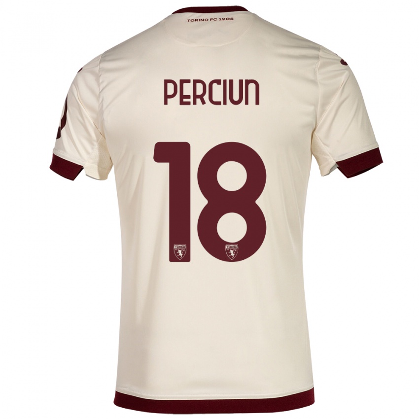 Női Sergiu Perciun #18 Pezsgő Idegenbeli Jersey 2023/24 Mez Póló Ing