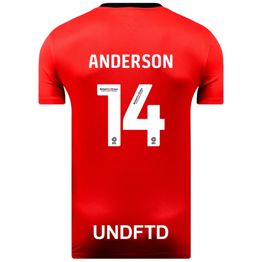 Női Keshi Anderson #14 Piros Idegenbeli Jersey 2023/24 Mez Póló Ing