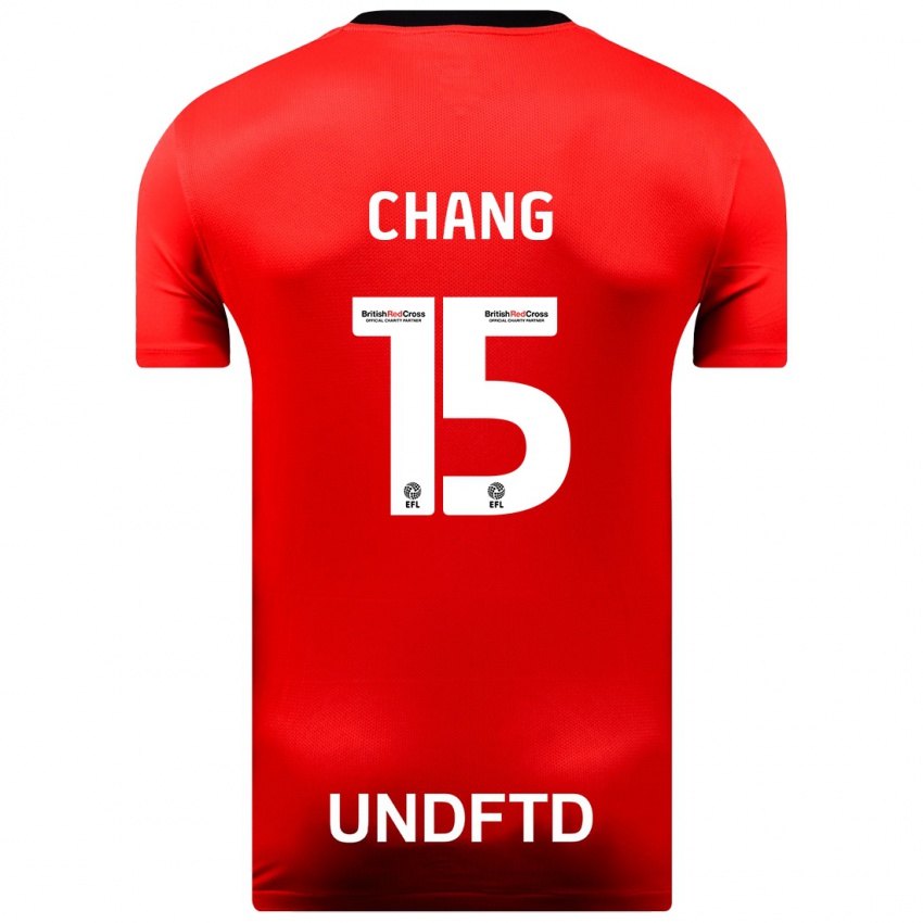 Női Alfie Chang #15 Piros Idegenbeli Jersey 2023/24 Mez Póló Ing