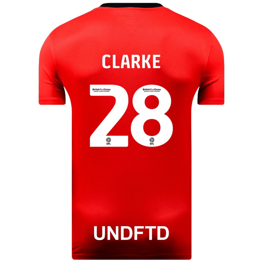 Női Charlotte Clarke #28 Piros Idegenbeli Jersey 2023/24 Mez Póló Ing