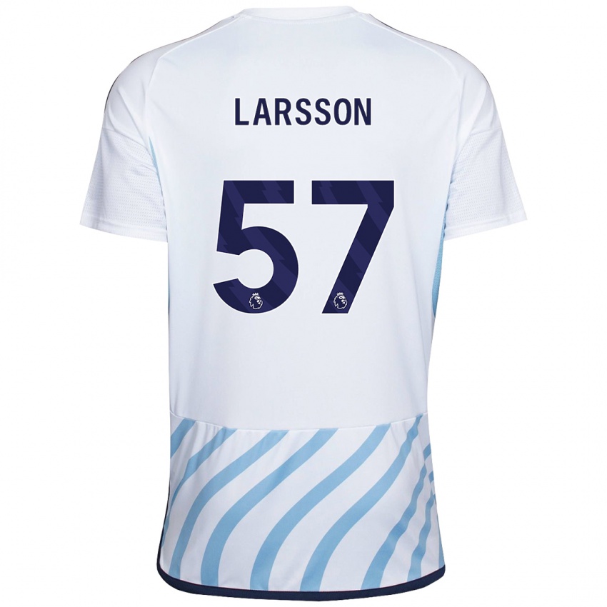 Női Julian Larsson #57 Fehér Kék Idegenbeli Jersey 2023/24 Mez Póló Ing