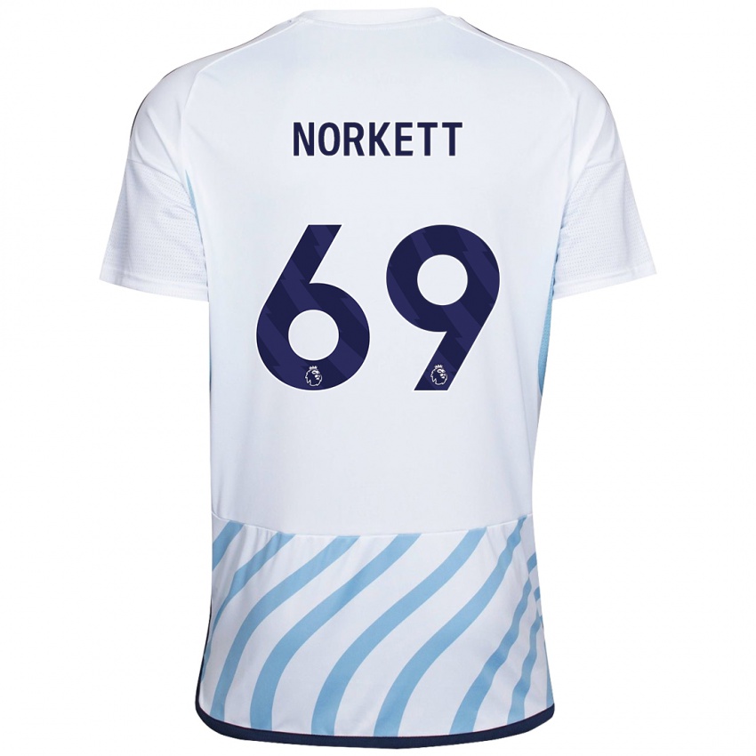 Női Manni Norkett #69 Fehér Kék Idegenbeli Jersey 2023/24 Mez Póló Ing