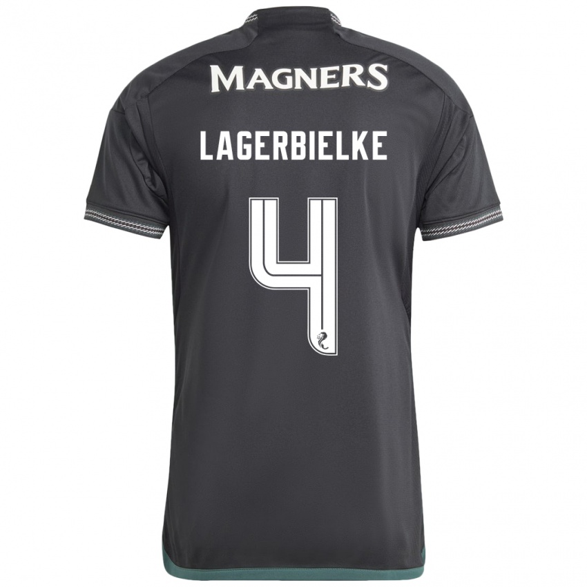 Női Gustaf Lagerbielke #4 Fekete Idegenbeli Jersey 2023/24 Mez Póló Ing