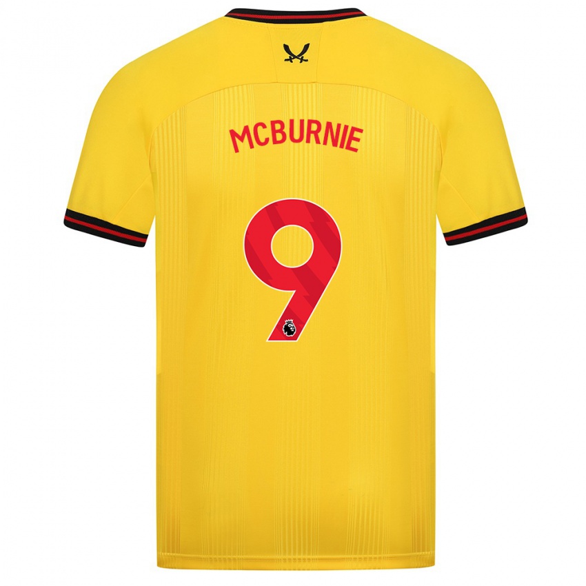 Női Oli Mcburnie #9 Sárga Idegenbeli Jersey 2023/24 Mez Póló Ing