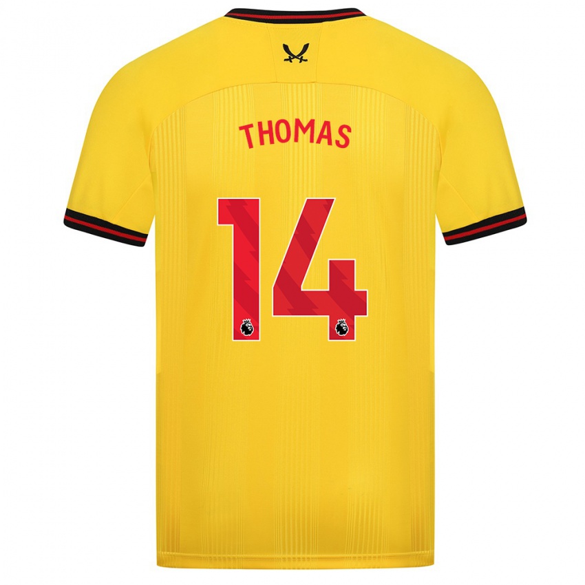 Női Luke Thomas #14 Sárga Idegenbeli Jersey 2023/24 Mez Póló Ing